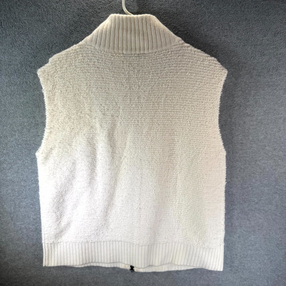 Ann Taylor Weekend Sweater Vest Women Medium White Sleeveless Full-Zip Mock Neck - Picture 8 of 10